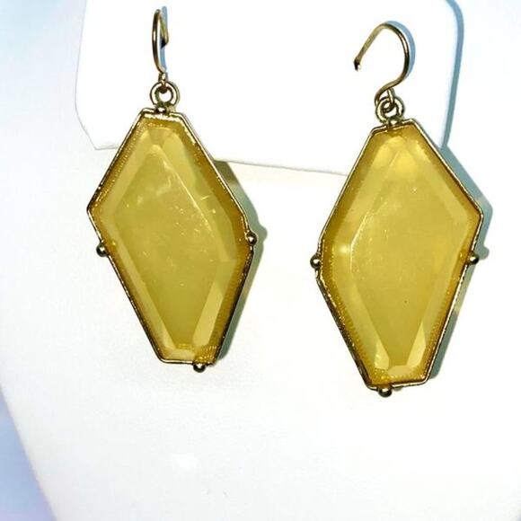 Yellow Stone Gold-Tone Hardware Dangle Earrings - Picture 1 of 4